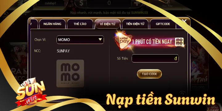 Nạp tiền Sunwin - Hướng dẫn các phương thức nhanh chóng nhất